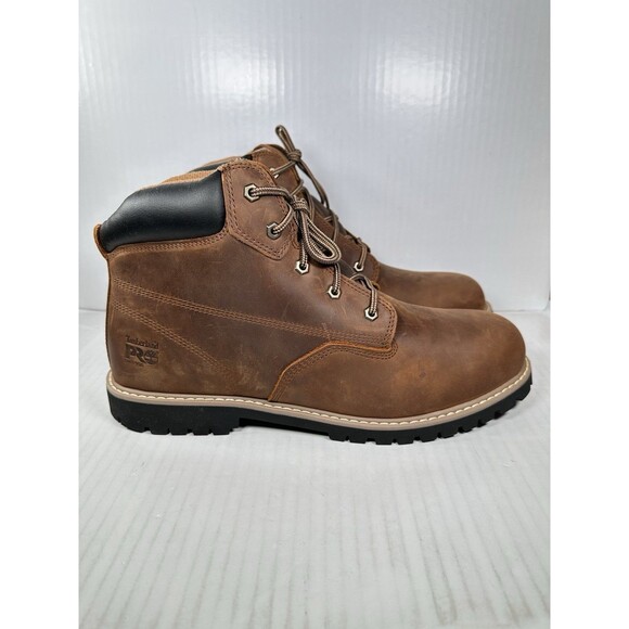 Size 13 Timberland Pro Men's 6" Gritstone Soft Toe Lace Work Boot Solid Brown - Picture 1 of 8